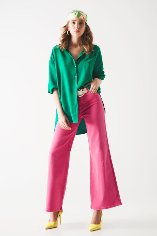 Pocket detail oversized shirt in green - Shirts