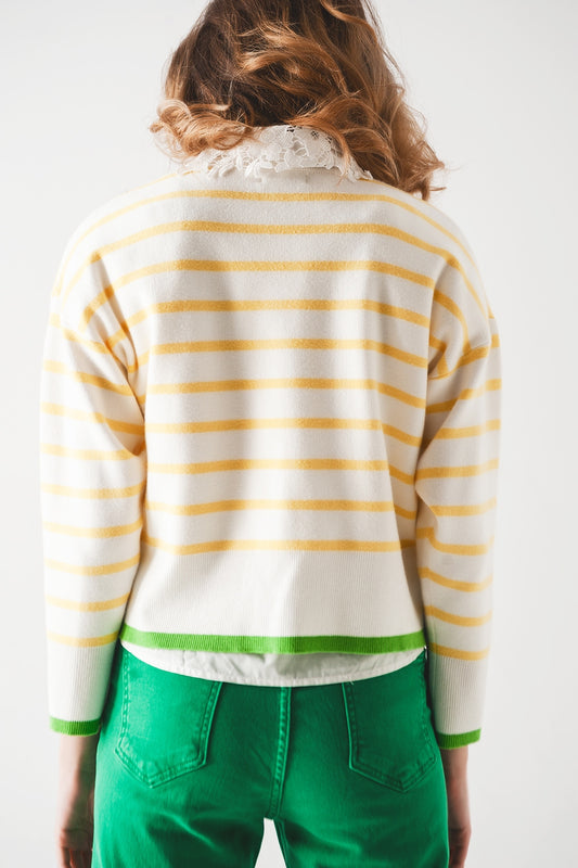 Stripe sweater in yellow & white - jumper