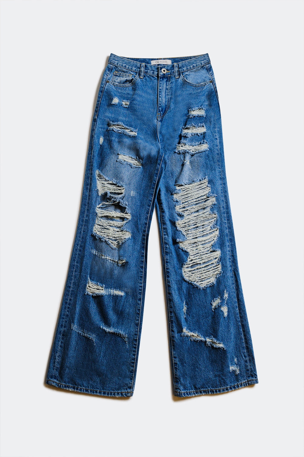 destroyed boyfriend jeans in blue - Denim