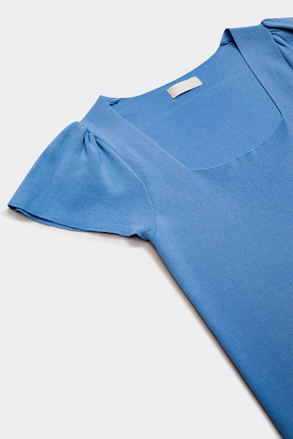 square neck puff sleeve sweater in blue