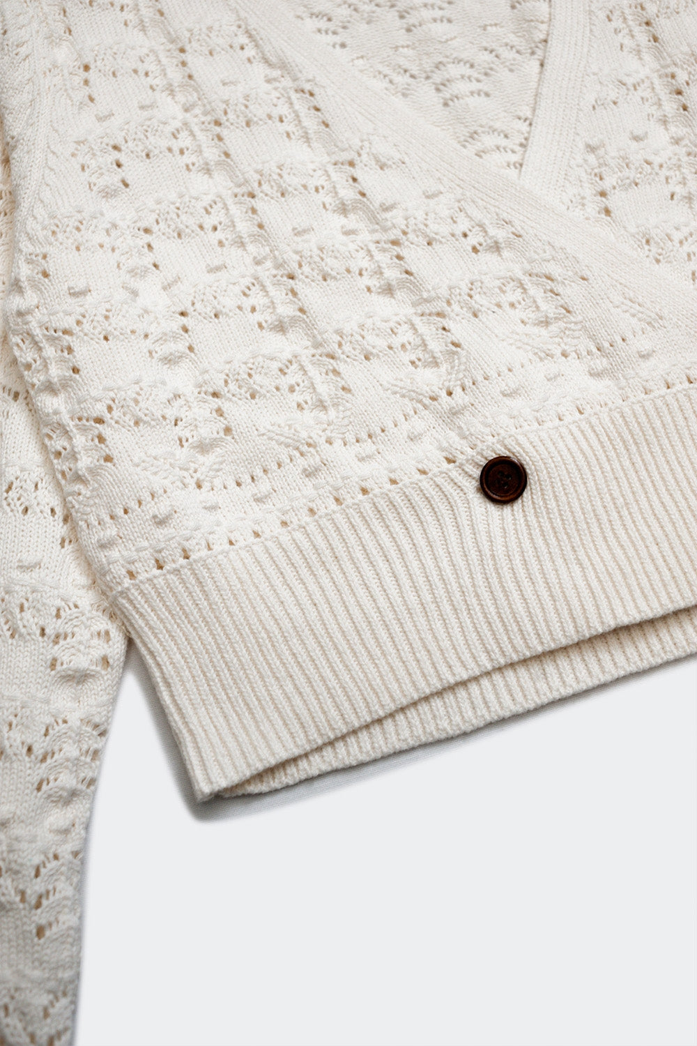Pointelle knitted cardi in cream