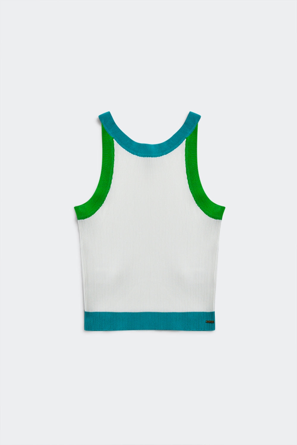Ribbed cropped vest top in blue