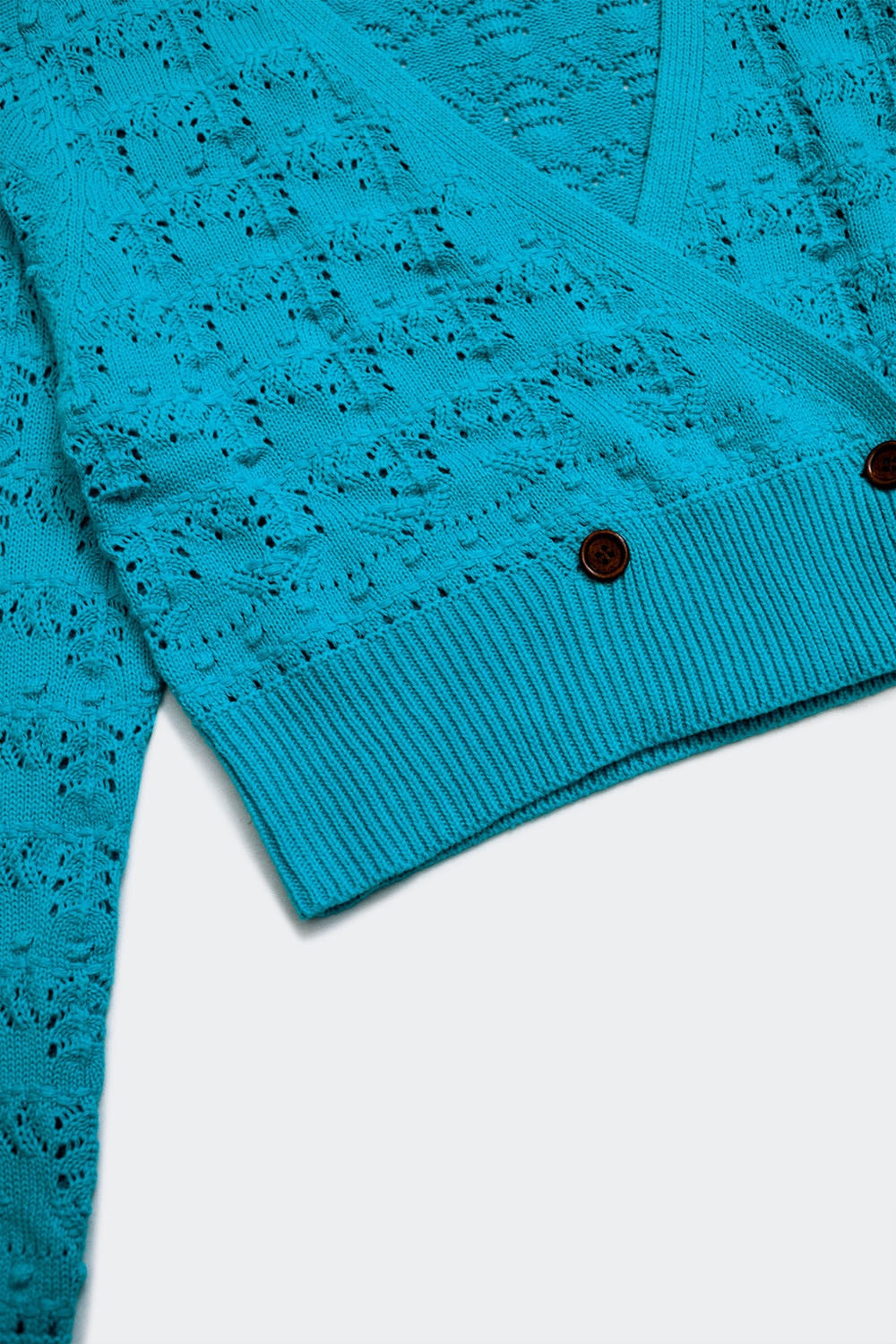 Pointelle knitted cardi in blue