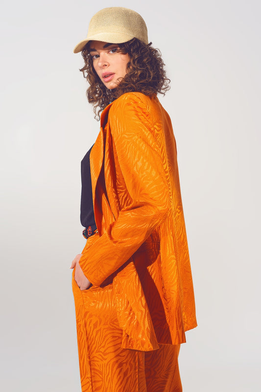 Oversized Zebra Print Blazer in Orange - blazer