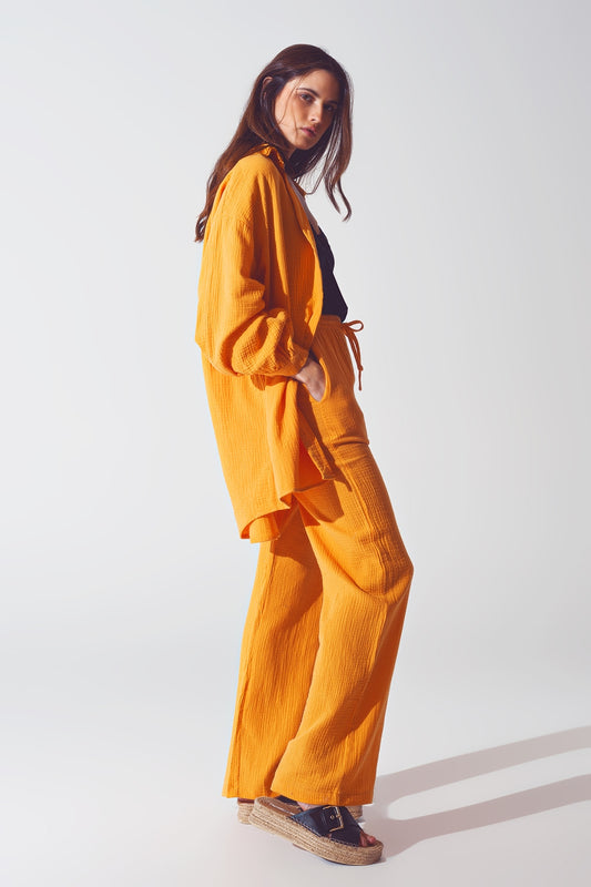 Textured Loose Fit Shirt in Orange - Shirts