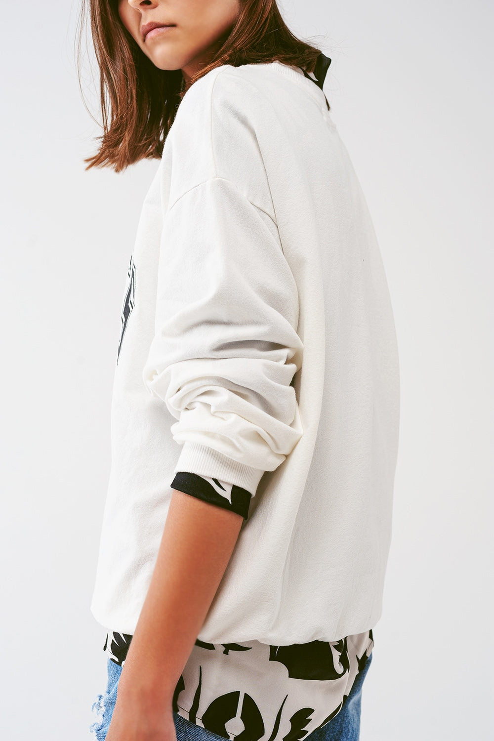 Oversized Sweatshirt with Los Angeles Text in White