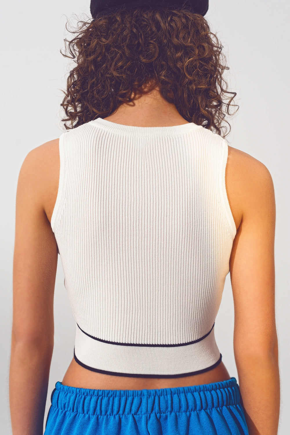 Knitted Tank Top with Amour Text in White