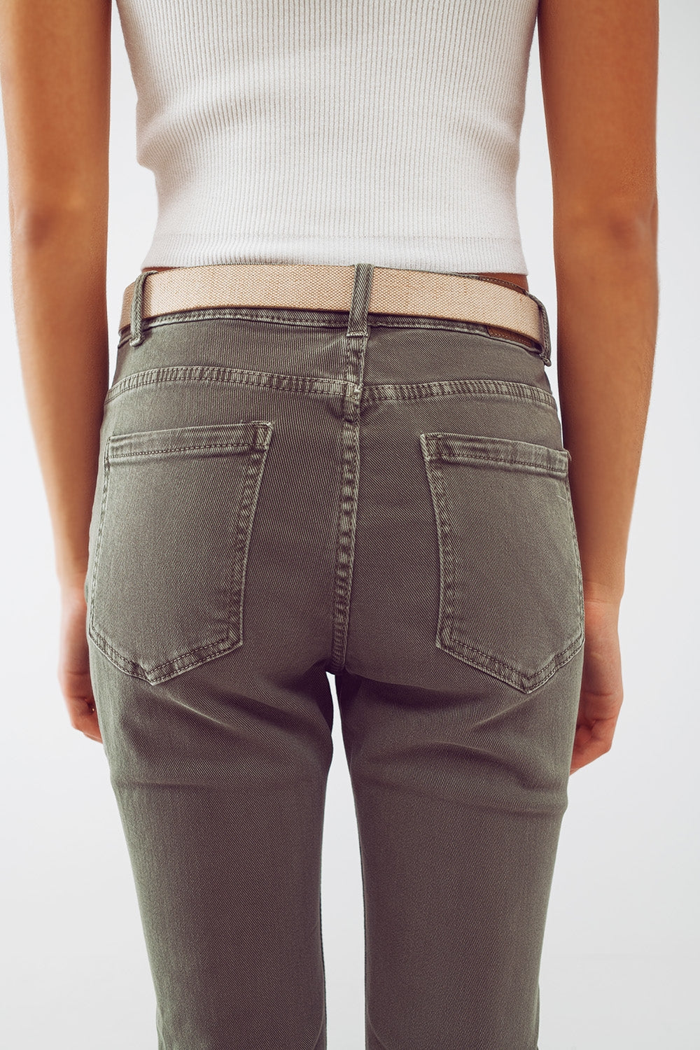 Basic Skinny Jeans in Army Green - Coloured Jeans