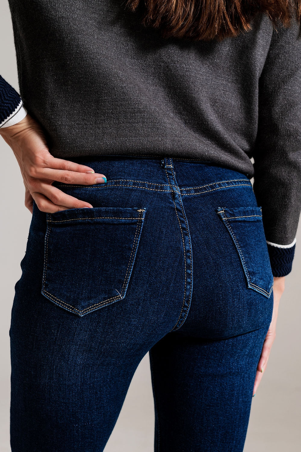 Flare leg skinny jeans in dark blue - Denim
