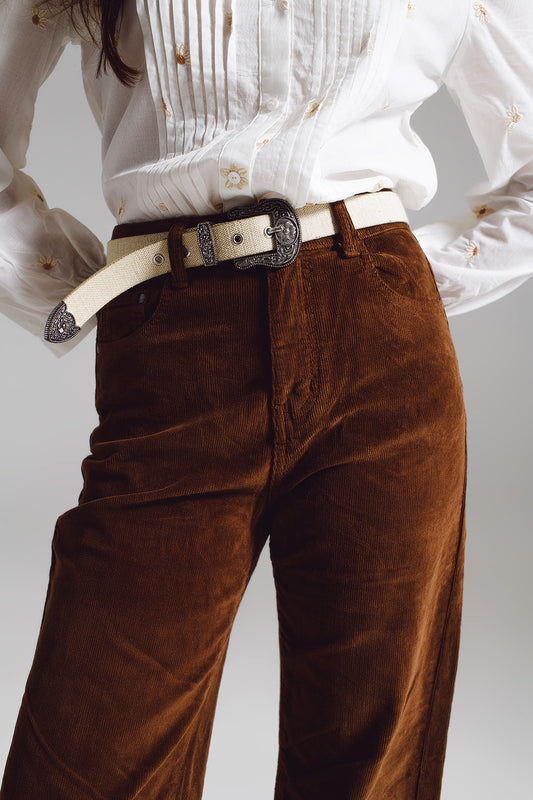 Cropped cord pants in brown - trousers, Coloured Jeans