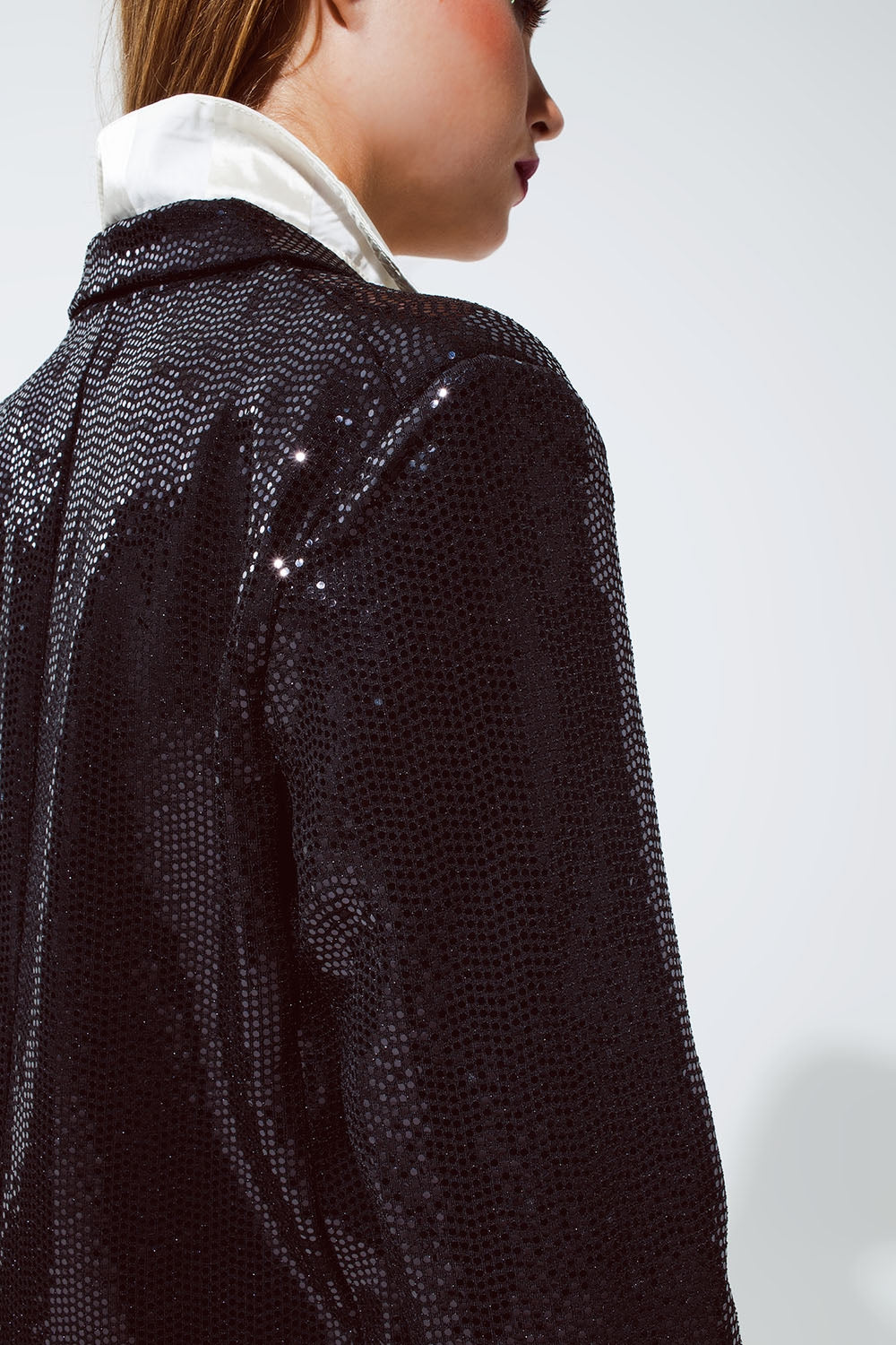 Party Relaxed Sequined Blazer in Black