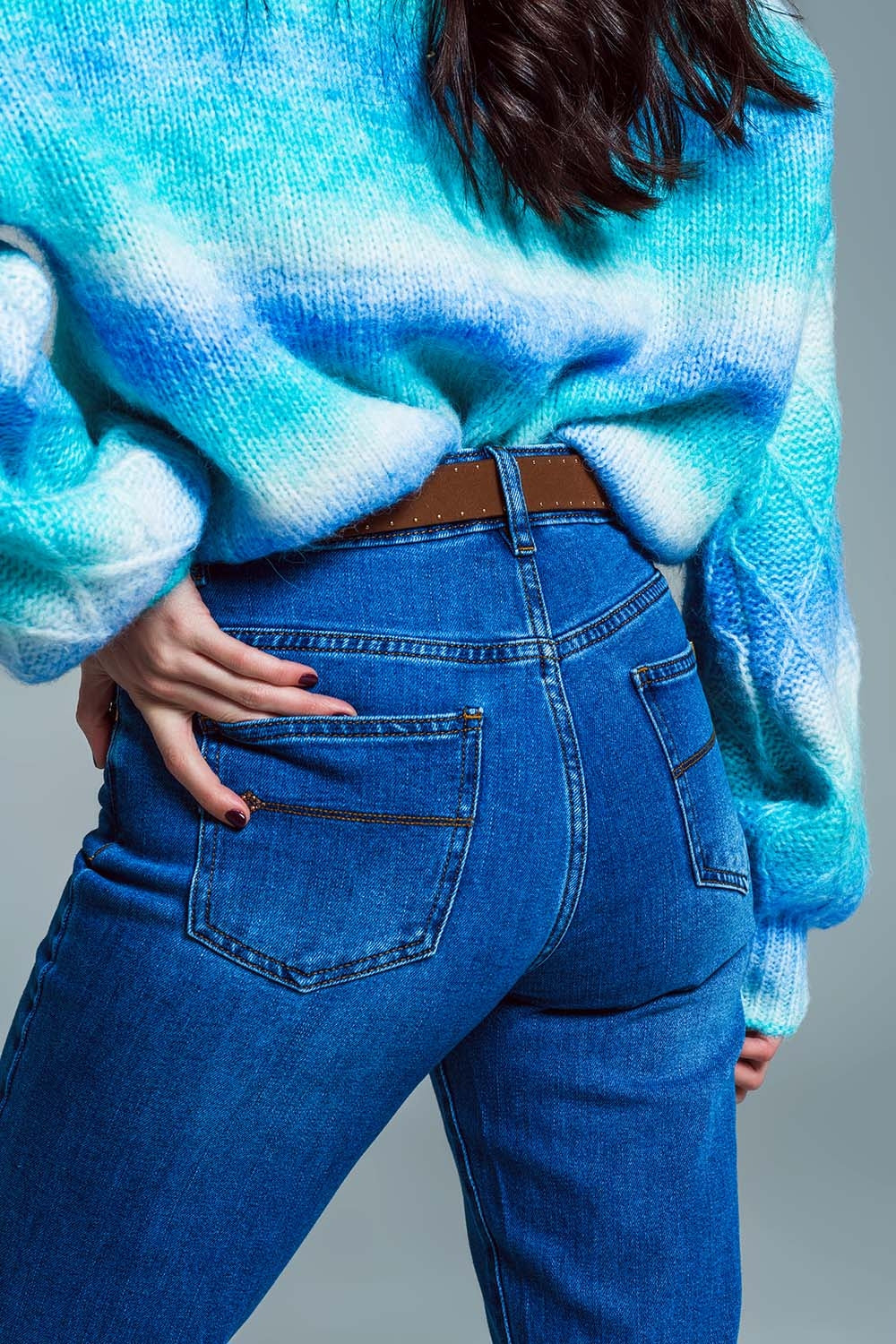 Basic Skinny Leg Jeans In Stretch Denim In Mid Wash - Denim