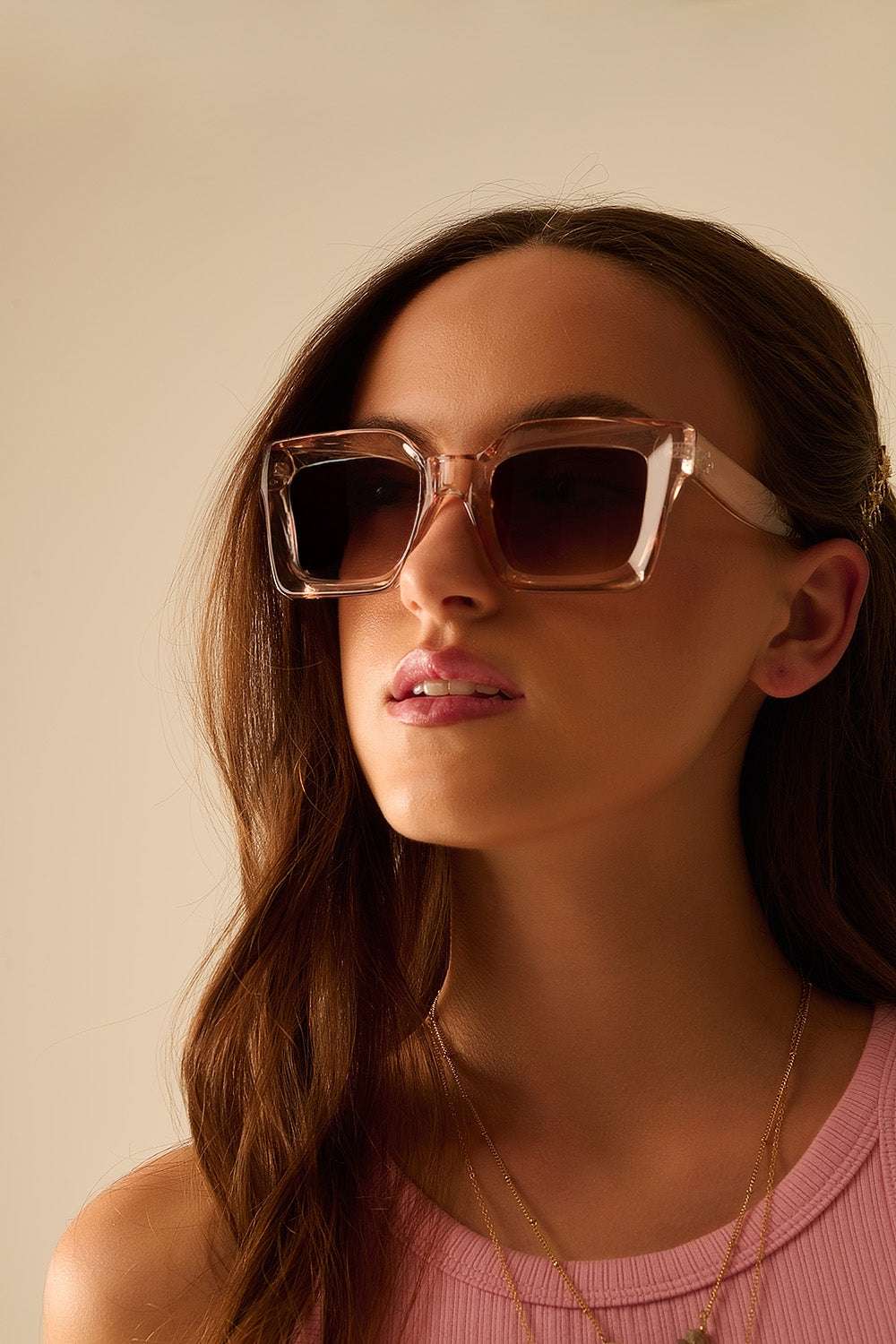 90s Squared Sunglasses in beige - Sunglasses