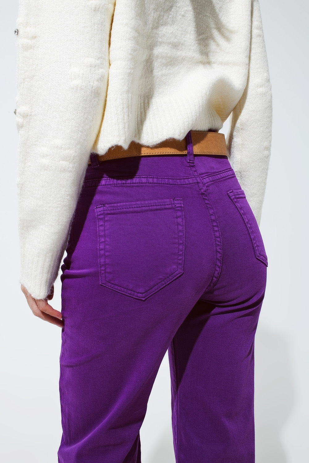 Cropped wide leg jeans in purple - Coloured Jeans