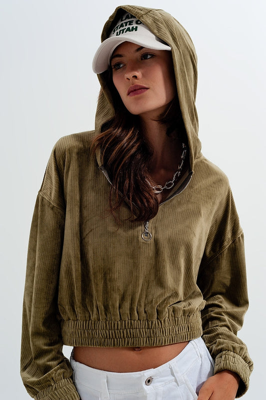 Zip through hoodie in green - jumper