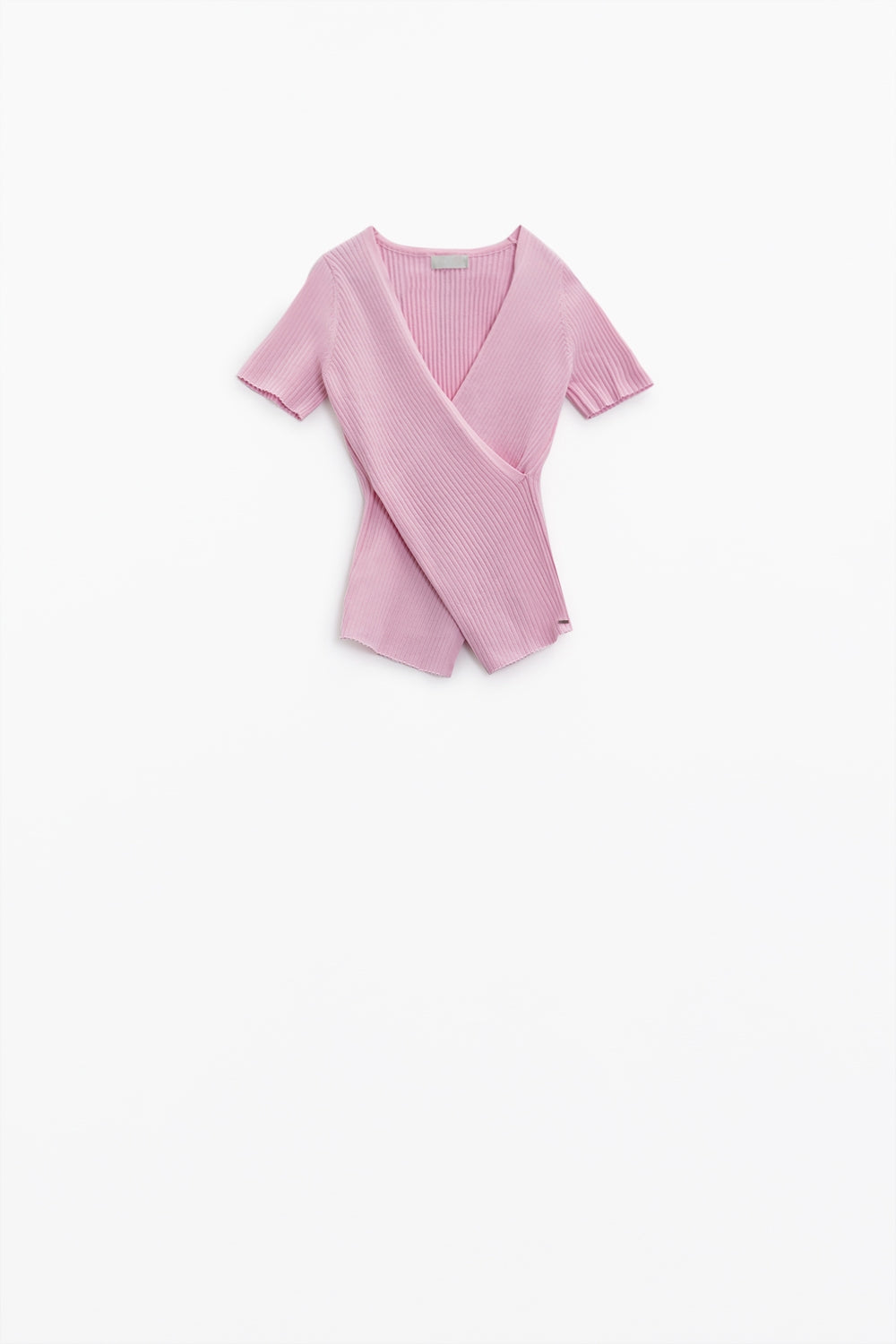 Pink sweater with crossed front and V-neck