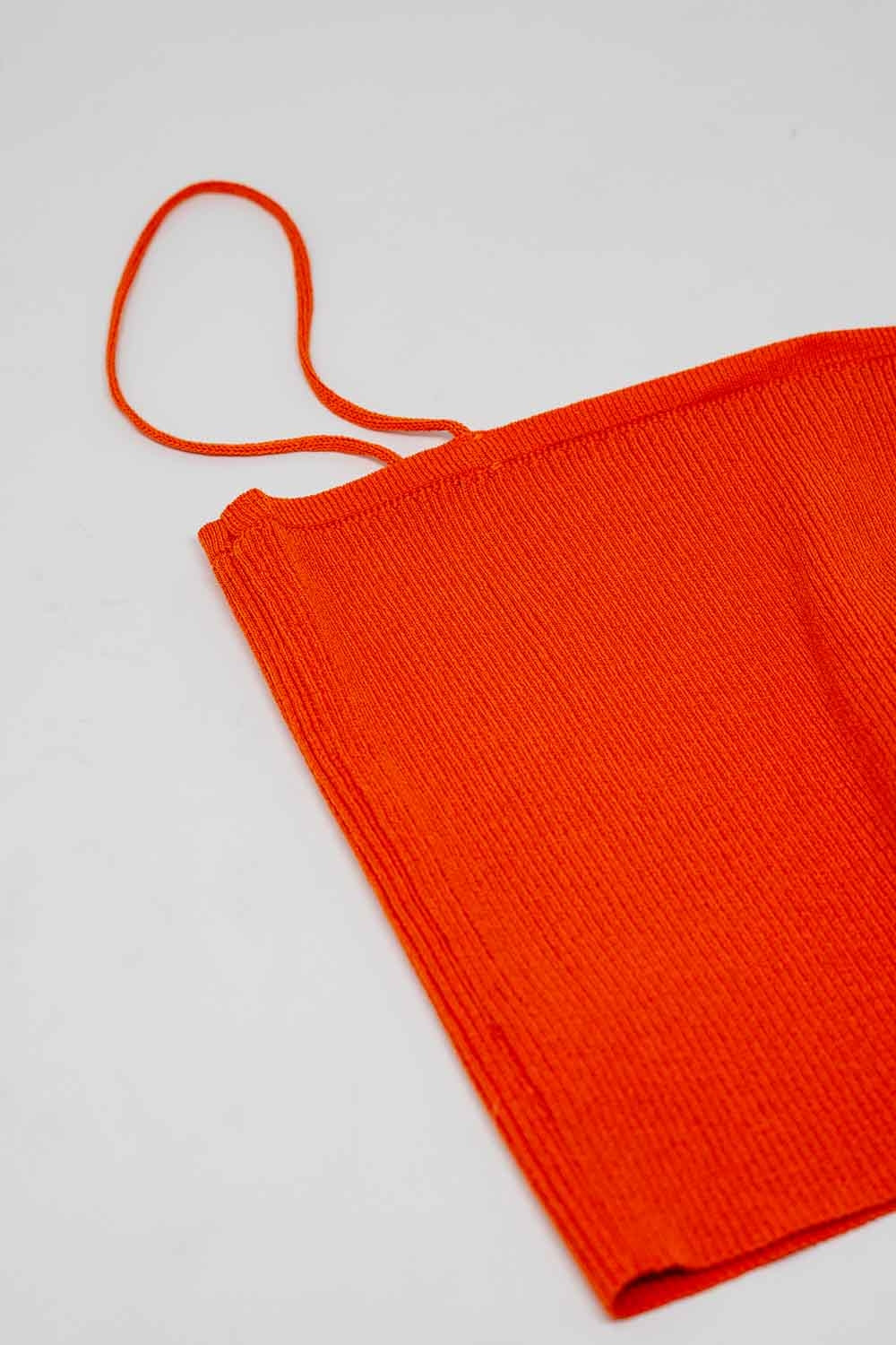 Basic knitted Top In Orange With Thin Straps