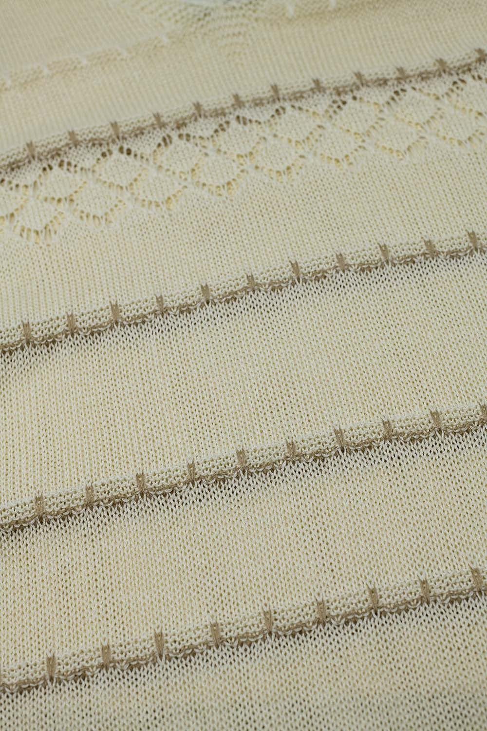 Cream Midi Sleeveless Dress With V-neck and Crochet Design - dress