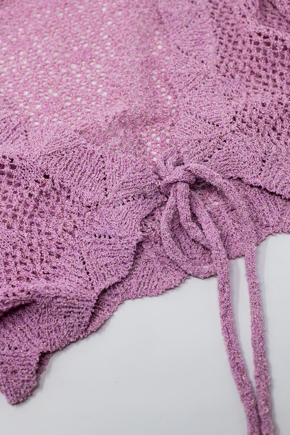 lilac short crochet cardigan with lurex detail