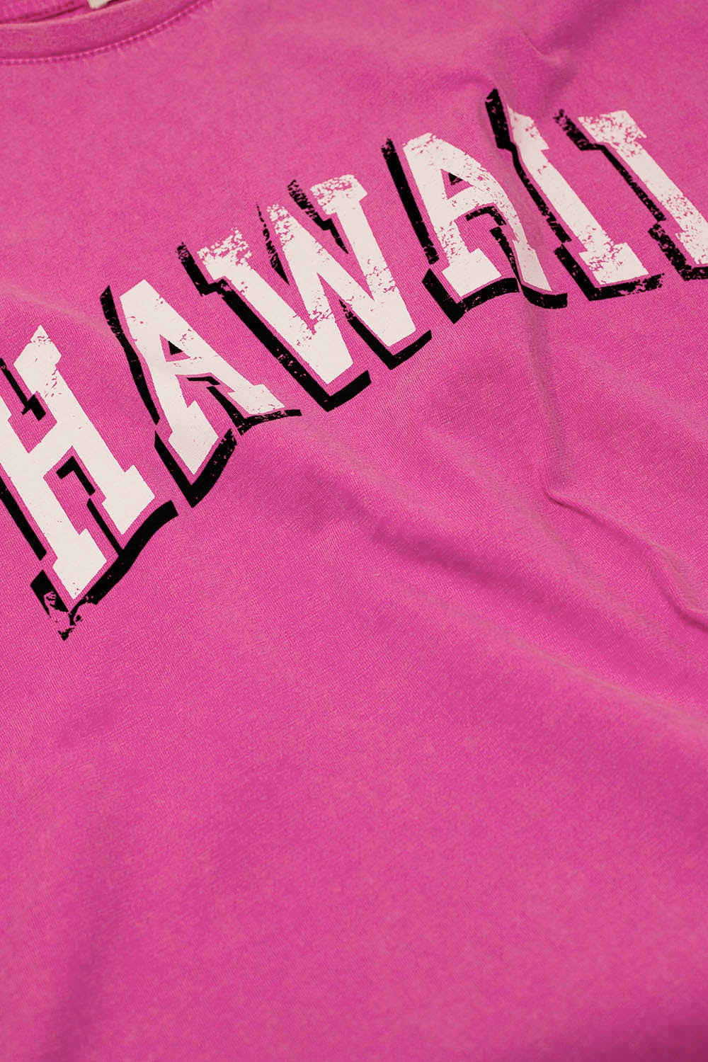 Washed Effect Hawaii T-Shirt In Fuschia