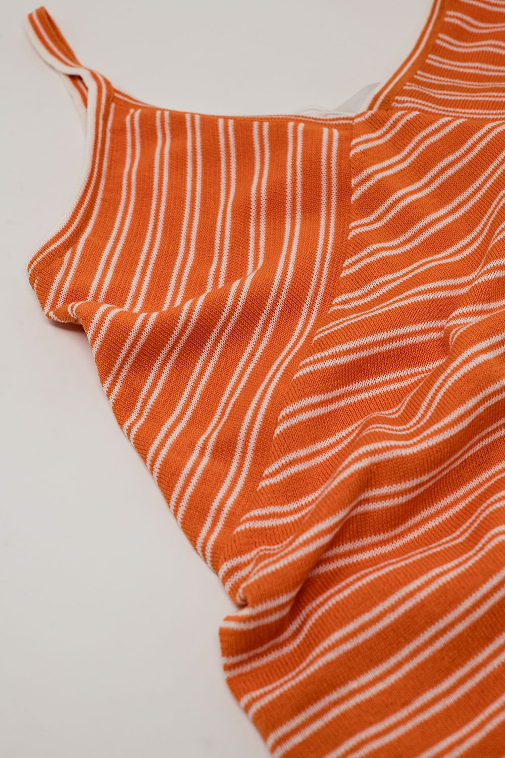 Orange Midi Dress With Stripes And Spaghetti Straps - dress