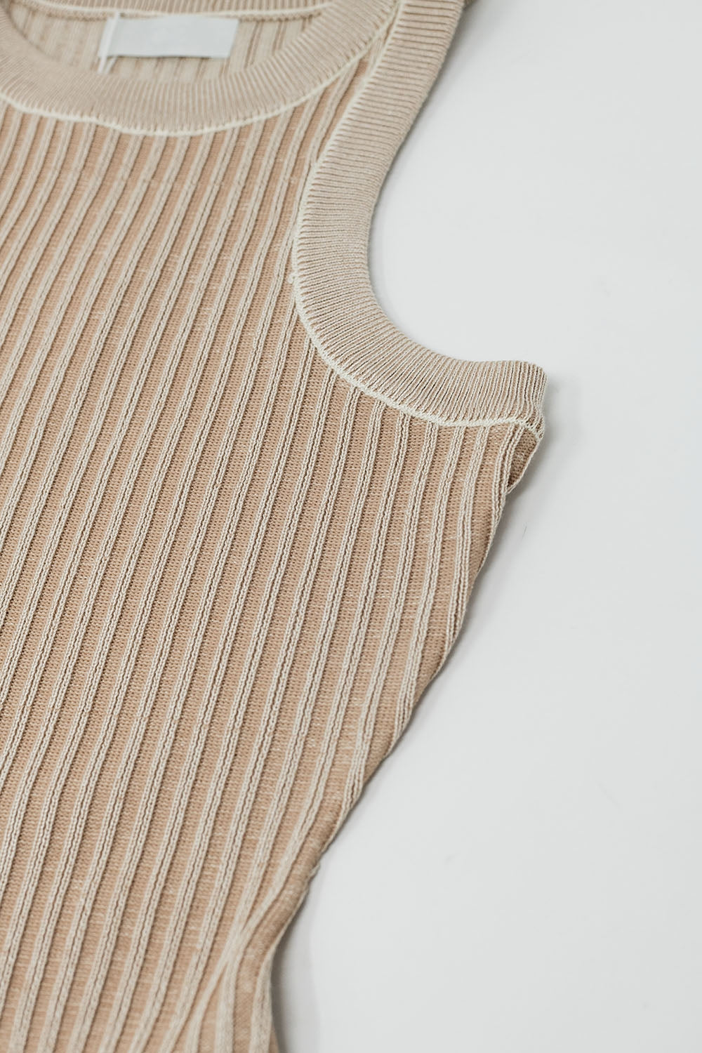 Maxi Sleeveless Halter Bodycon Ribbed Dress in beige - dress