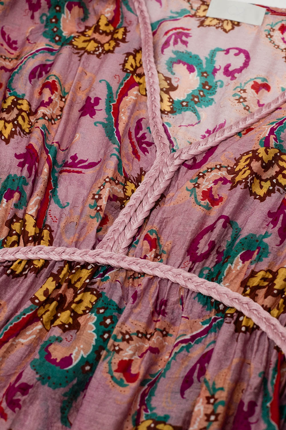 Maxi Dress In Pink With Braided Seams And Flower Print - dress