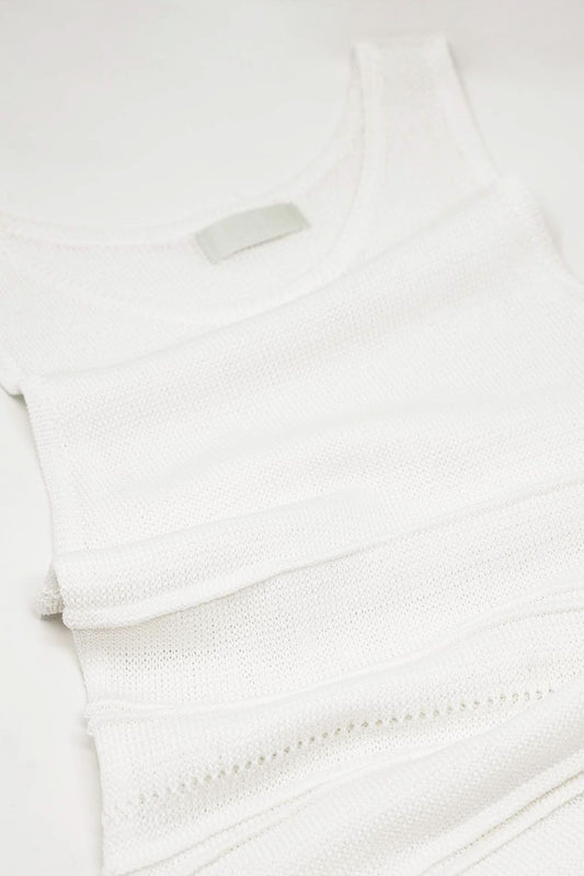 White Maxi Crochet Sleeveless Knitted Dress - dress