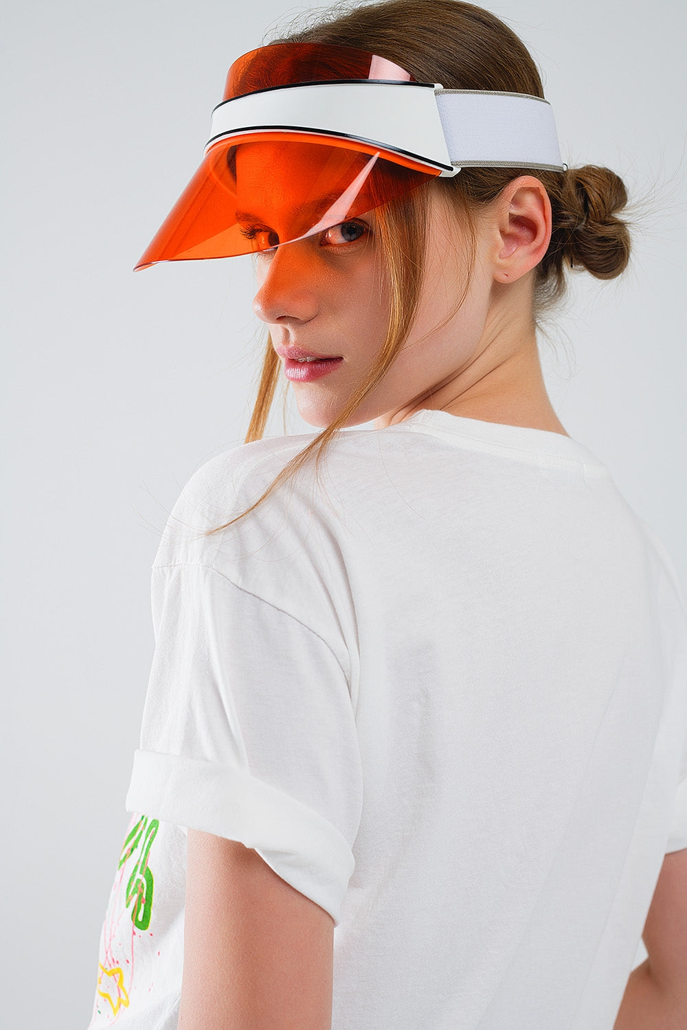 Graphic Smile with me Text T-Shirt in White - top