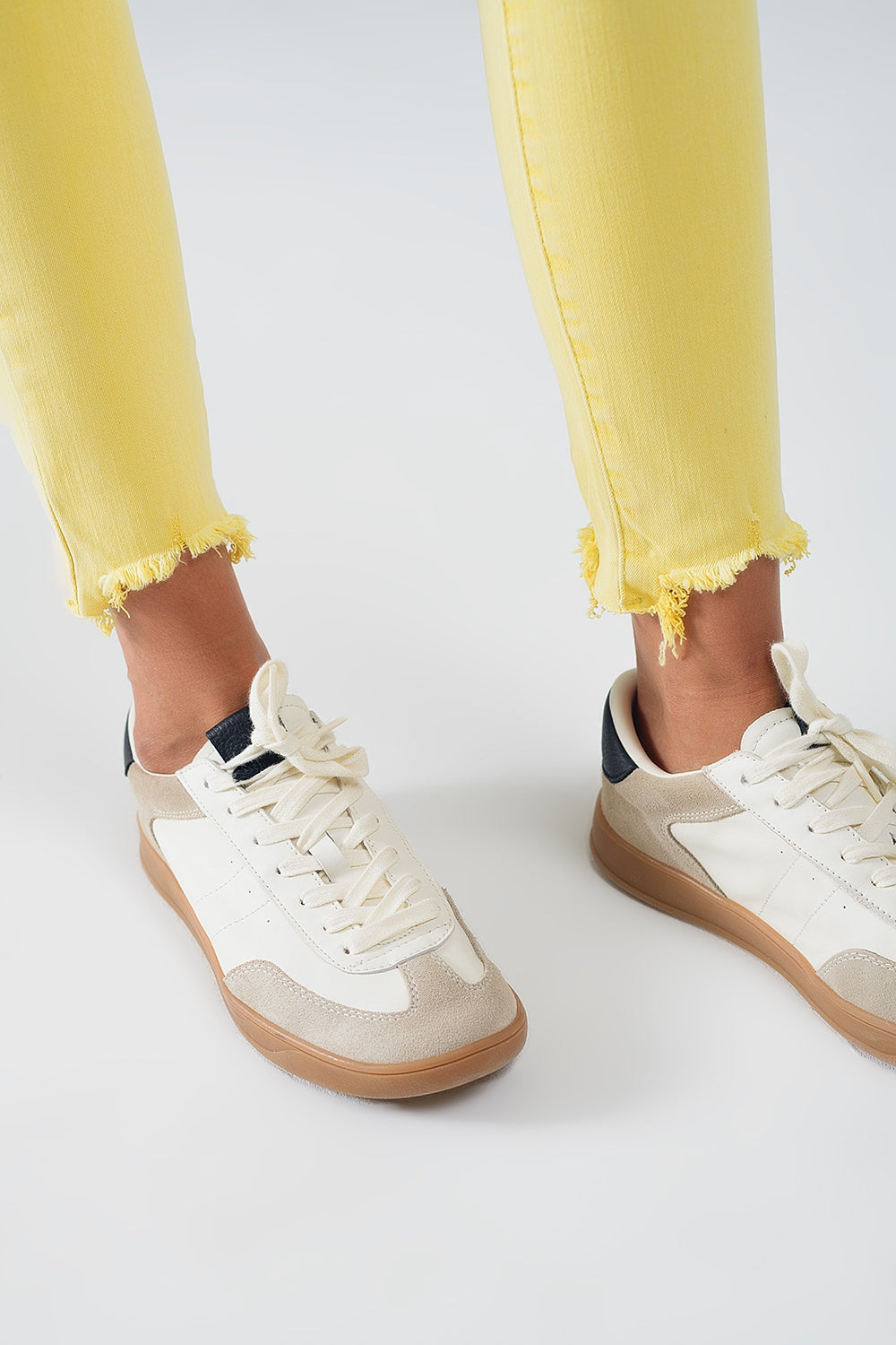 Yellow jagged hem super skinny Stretch Jeans - Coloured Jeans