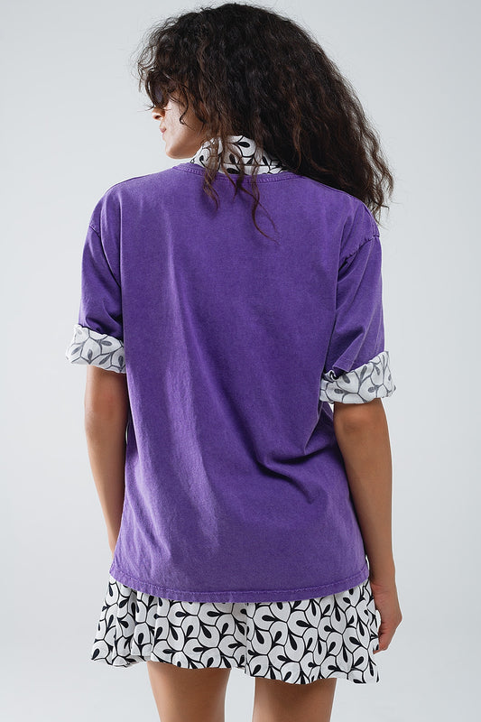 Purple relaxed T-shirt with manhattan text - top