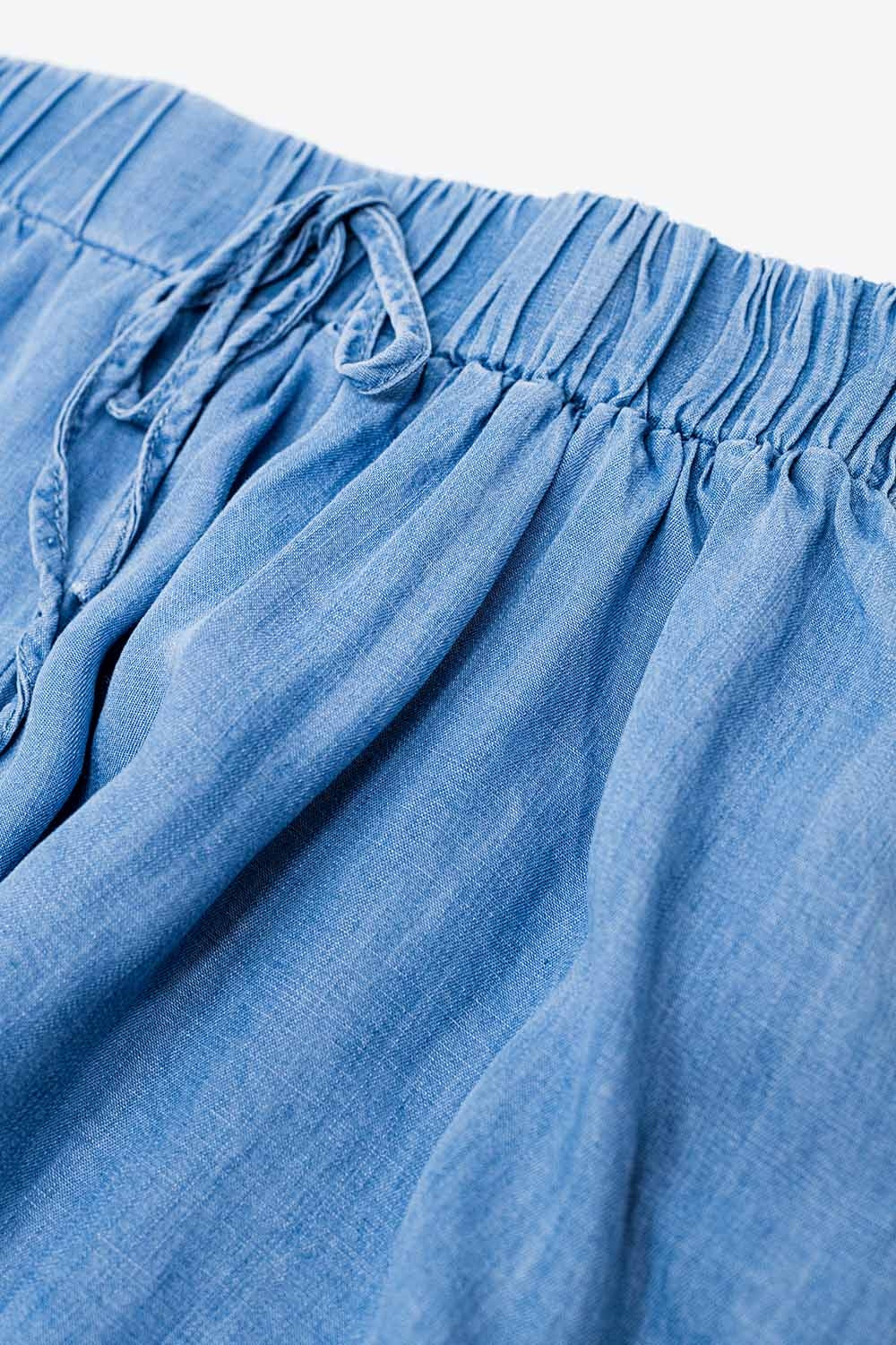 Flowing Tencel Denim Shorts With Side Pockets - trousers