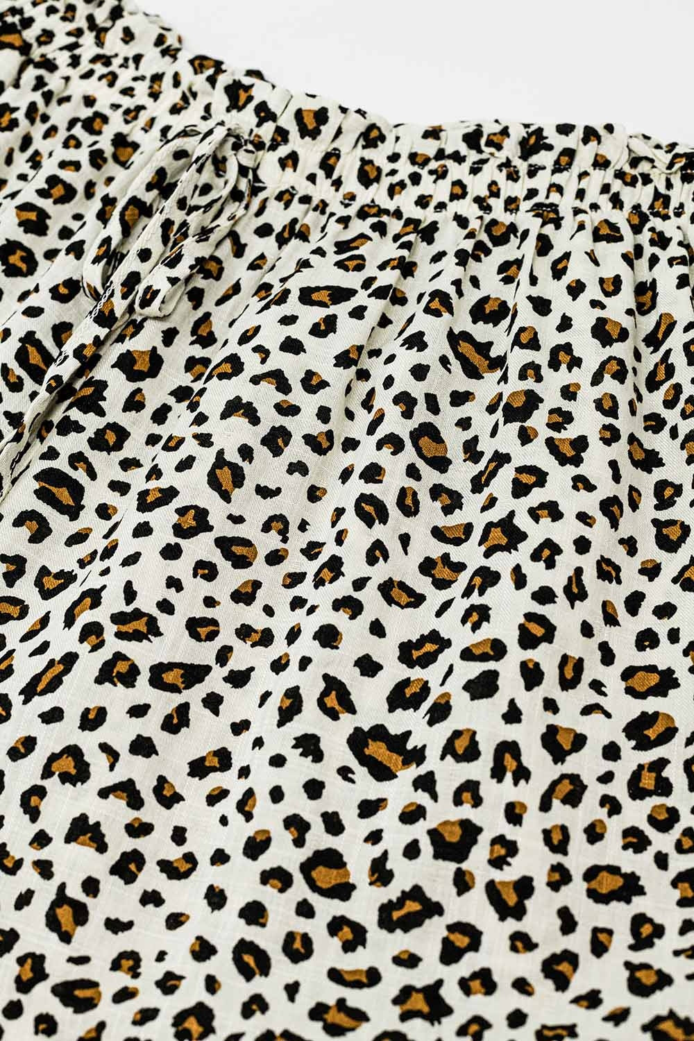Elasticated Waist Straight Leg Pants In Leopard Print - trousers