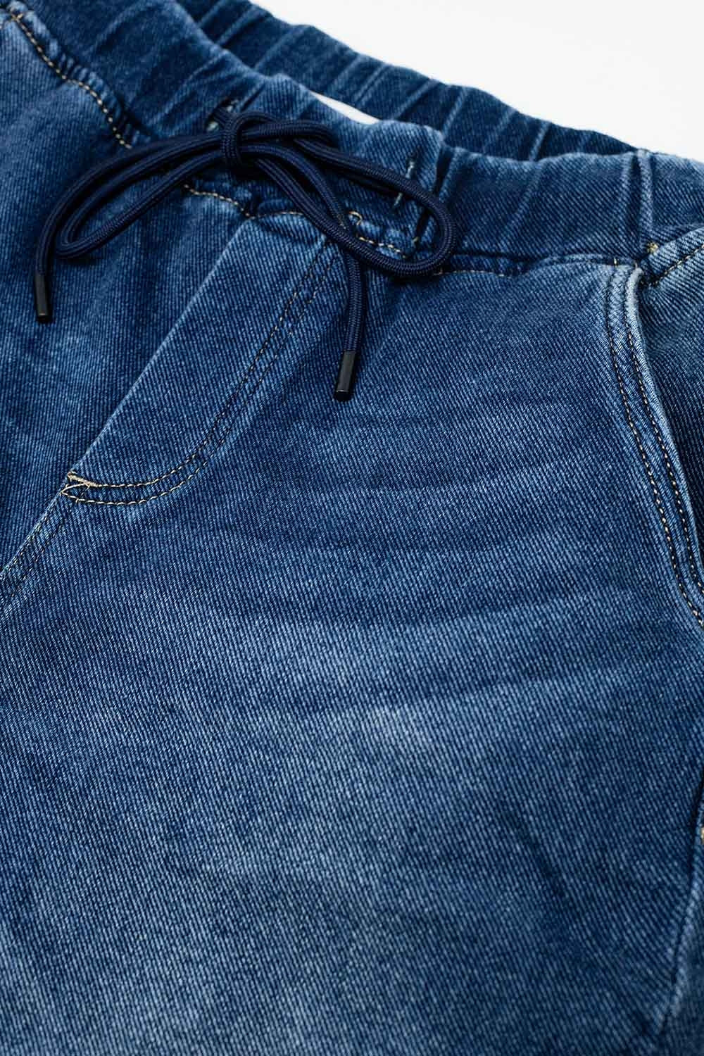 dark wash Jeans With Drwastring and Elastic Waist - Denim