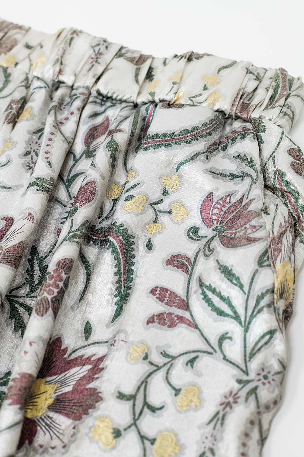 gray flower printed satin pants - trousers