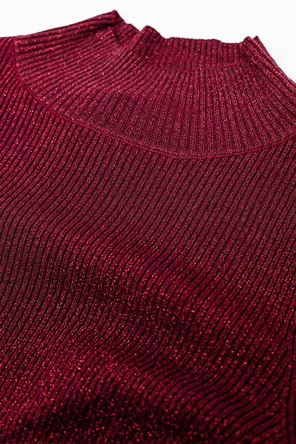 sparkeling red glitter trutle neck long sleeve Sweater - jumper