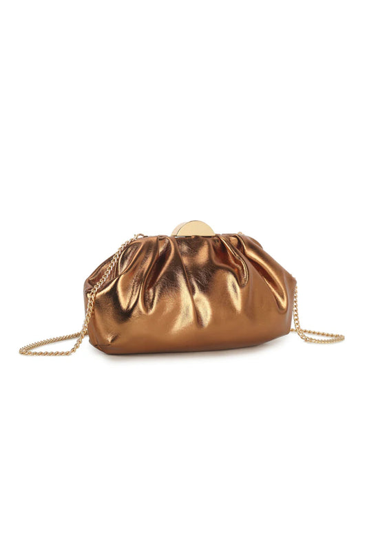 Bronze Ruched Clutch Bag - Clutch Bag