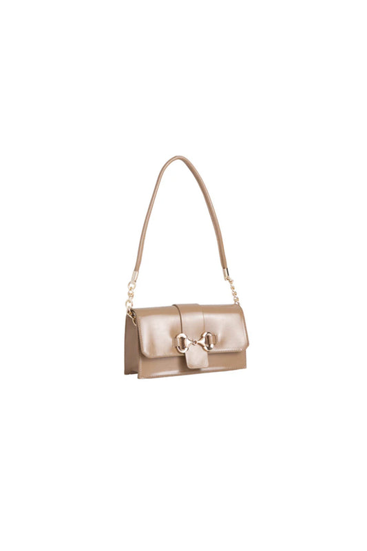 Beige Faux Leather Clutch Bag - Bags