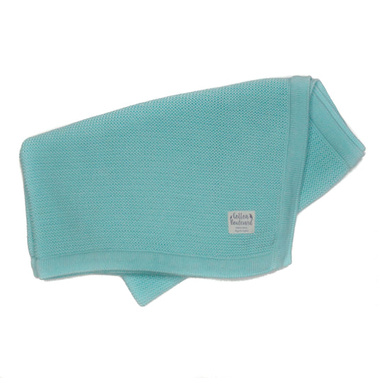 Aqua Organic Cotton Knitted Blanket – 100 X 80cm - Receiving Blankets