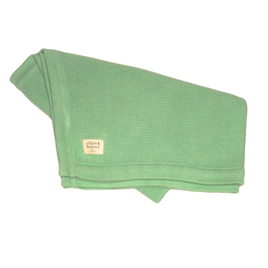 Sage Green Organic Cotton Knitted Blanket – 100 X 80cm - Receiving Blankets