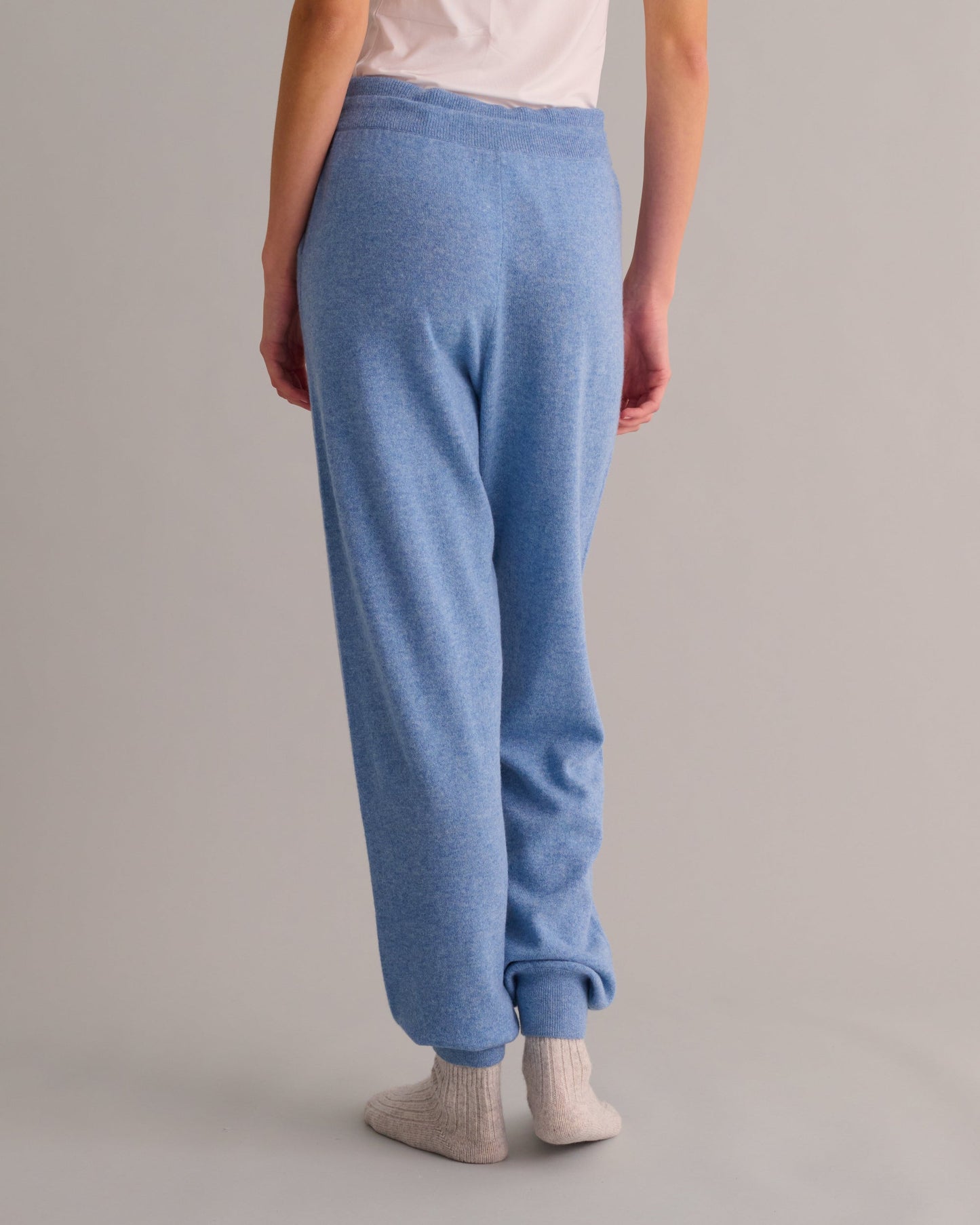 Chambray Blue Cashmere Cuffed Ankle Joggers -