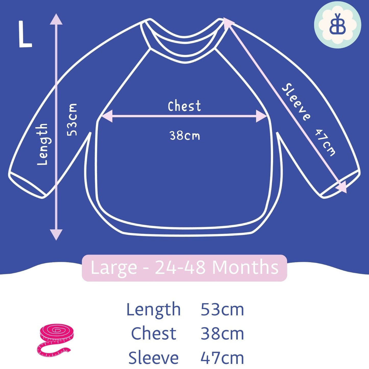 Long Sleeved Baby Bib - Blue Harlequin Large - 24 to 48 Months - Bibs