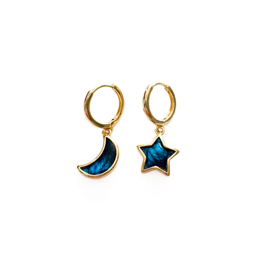 Maeve Mismatch Moon And Star Hoop Earrings - Earrings