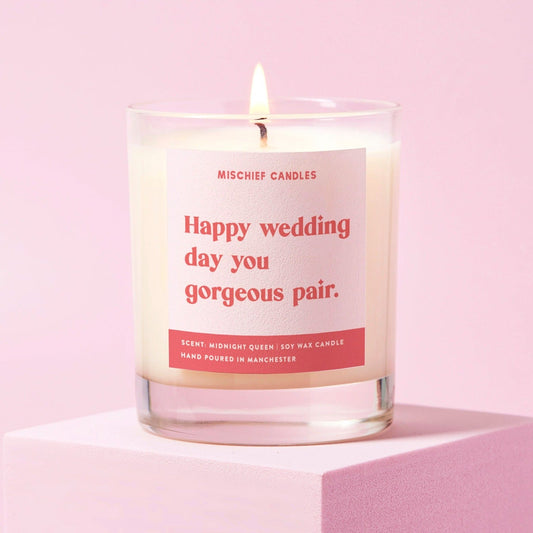 Funny Wedding Gift For Couple Candle Happy Wedding Day You Gorgeous Pair - Candles