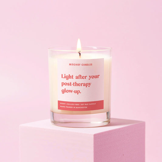 Funny Therapy Gift Soy Wax Candle Light After Your Post-Therapy Glow-Up - Candles