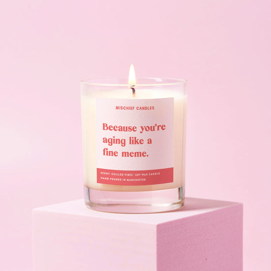 Funny Birthday Gift Soy Wax Candle Aging Like a Fine Meme - Candles