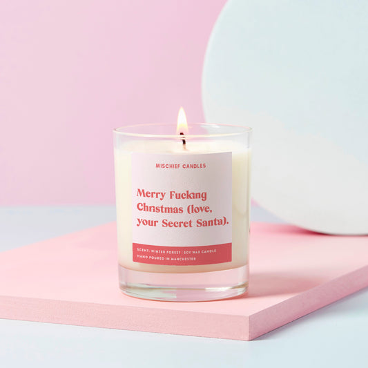 Funny Christmas Gift Merry Christmas Love From Secret Santa Candle - Candles