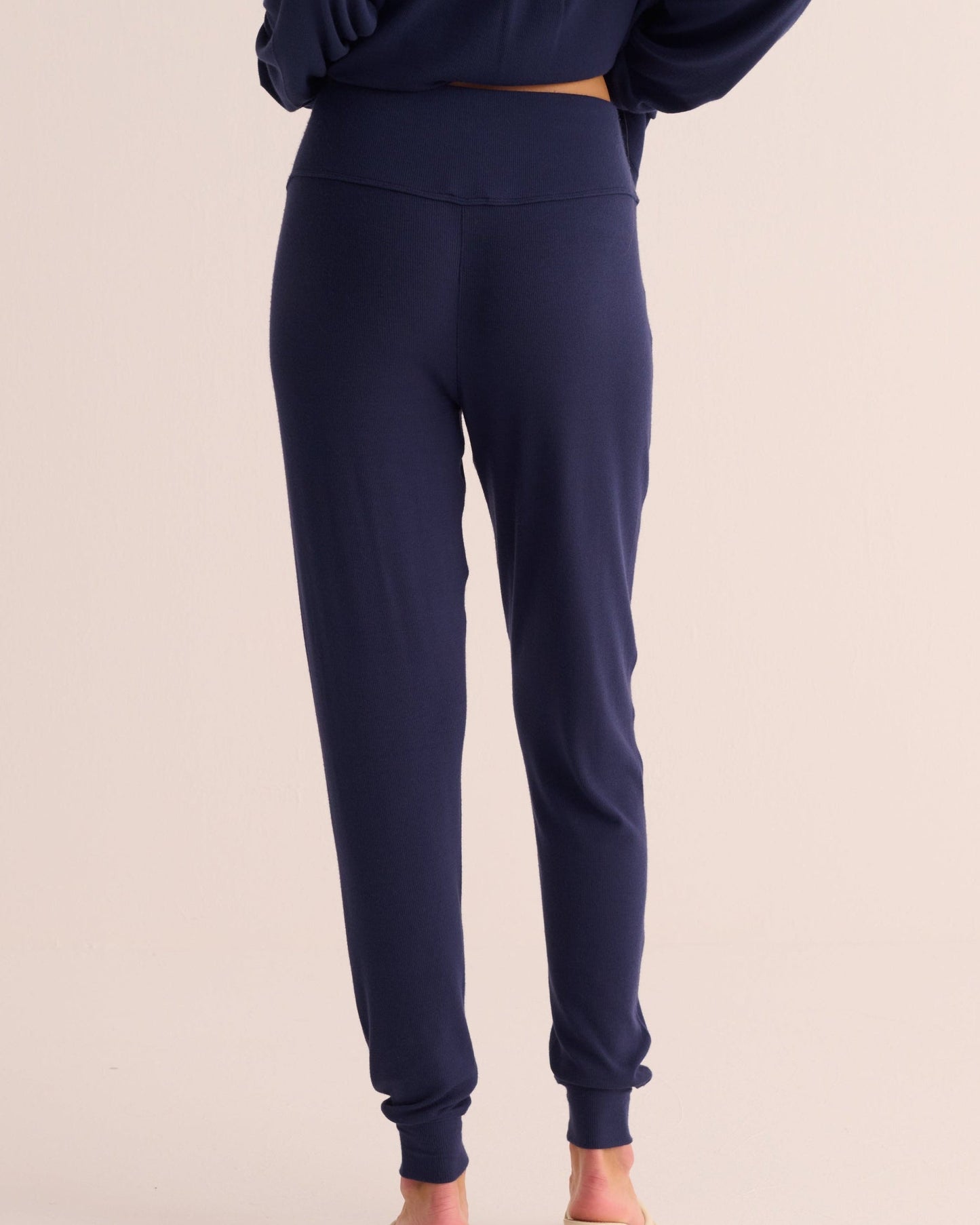 Navy Ribbed Modal Hero Shirt and Cuffed Leggings Set -