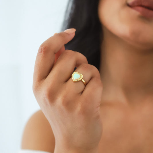 Roxanne Opal Heart Ring | 18k Gold Plated - Ring