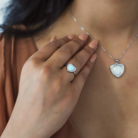 Roxanne Opal Heart Ring | 925 Sterling Silver - Ring